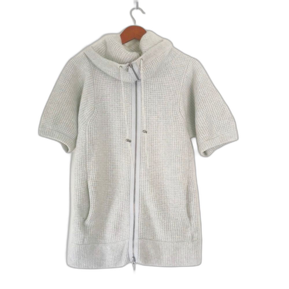 Theory Beautiful Soft 100% Cashmere Waffle Knit Short Sleeve Sweater Size Medium